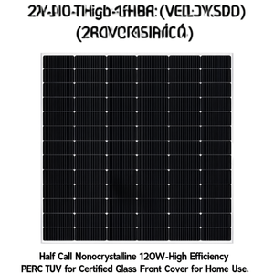 Half Cell Monocrystalline <b>Solar</b> <b>Panel</b> <b>120W</b>-High Efficiency PERC TUV for Certified Glass Front Cover for Home Use - Product Image 2