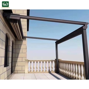 Pergola murale rétractable avec toit en PVC blanc, auvent de terrasse coulissant, couverture de patio - Product Image 6
