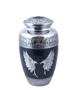 Silver Engraved Cremation Urn for Human Ashes Adult Funeral Urn Handcrafted - <b>Large</b> Burial Urn for Human Ashes <b>Angel</b> <b>Wing</b>-9 - Product Image 3