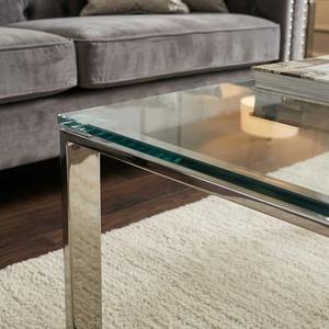 Mesa de Centro de Diseño Moderno en Color Plateado Ecológico, de Metal y Vidrio, para Decoración de Interiores del Hogar, M.R. ARTESANÍAS - Product Image 3