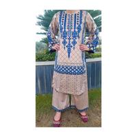 Kurtis prêts-à-porter pour femmes en velours brodé de haute qualité, longueur genou, style pakistanais, respirant, imprimé naturel, hiver, modeste