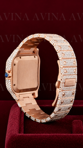 Reloj de Lujo para Hombre con Movimiento de Cuarzo y Acero Inoxidable, Estilo Hip Hop |   Reloj de pulsera cuadrado con esfera azul y diamantes incrustados - Product Image 3