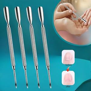 Empujador de Cutículas de Acero Inoxidable de Doble Extremo, Reutilizable y Duradero, Herramienta de Manicura con Borde Afilado, Removedor Plano y Limpiador - Product Image 1