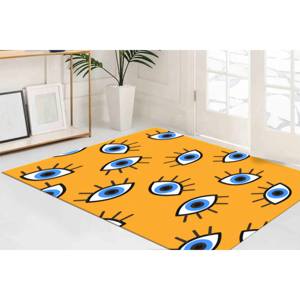 Tapis à motif abstrait jaune, œil maléfique, décoration moderne pour la maison, tapis en chenille - Product Image 2