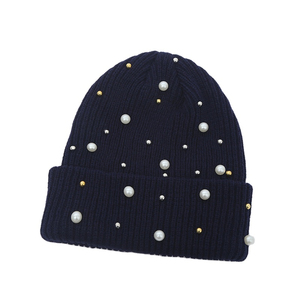 2025 Wholesale Winter Warm <b>Beanie</b> <b>Women</b> Rhinestone Pearls Knitting <b>Hats</b> Ladies jacquard Cap Female Plain Soft <b>Hats</b> for Girls - Product Image 5