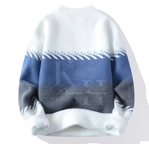 เสื้อสเวตเตอร์แบบสวมหัวของผู้ชายเสื้อสเวตเตอร์แบบถักเข้ารูประบายอากาศได้ดีมีเอกลักษณ์ใหม่2025 - Product Image 3