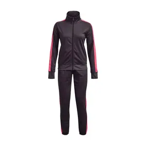 Tricot Tracksuit Purple Color Block Custom Logo Factory Price Women Running Jogging Suit Full Zipper Sweat Suit