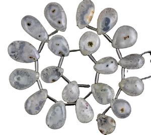 20 pièces, 1 brin, Quartz solaire naturel, pierre précieuse lisse en forme de poire, perles de Briolette pour la fabrication de bijoux - Product Image 1