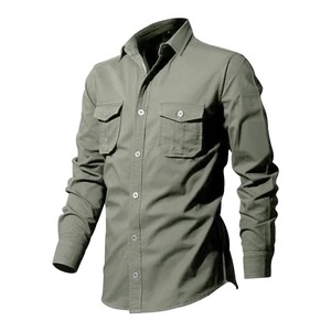Spring And Autumn New Men's <b>Shirt</b> Loose Large Size Multi-pocket Vintage Cargo <b>Shirt</b> Solid Color Lapel Long-sleeved <b>Shirt</b> - Product Image 3