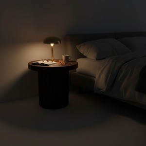 Mesa de Centro Cuadrada con una Pata de Columna, Diseño Moderno, Acabado Marrón Oscuro, Muebles para el Hogar - Product Image 4