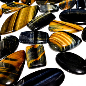 Beau cabochon en vrac de pierres précieuses de quartz d'oeil de tigre naturel dans des tailles de forme de mélange en gros pour la fabrication de bijoux - Product Image 4