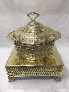 Embossed Design Gold Plated Copper Chafing <b>Dish</b> <b>Stand</b> Food Warmer Buffet Serving Catering <b>Dish</b> Hot Water Circulation Energy Star - Product Image 5