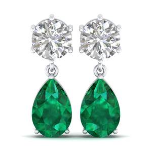 REYES High Quality 14K 18K Gold Moissanite Dangle Drop Earrings Fine Jewelry Pear Cut 11.36 Carat Emerald Gemstone Jewelry - Product Image 2