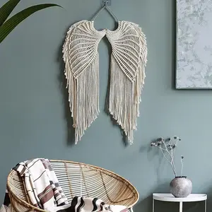 Boho Macramé Ailes d'ange Tenture murale Art mural décoratif fait à la main pour la décoration intérieure - Product Image 4