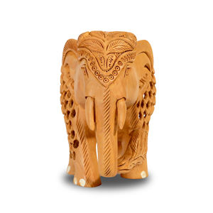 Elegant 4\" Polished Wooden Elephant with Undercut Design for <b>Wood</b> <b>Crafts</b> Wooden Boxes Wall Signs - Product Image 1