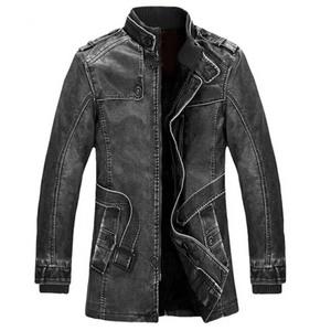 Veste en cuir zippée à manches longues avec logo personnalisé Meilleur prix Durable 2025 High Street Fashion pour hommes - Product Image 1
