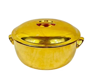 Casserole en acier inoxydable poli doré classique arabe pour les repas mijotés, isolée, écologique, magnifiquement conçue - Product Image 5