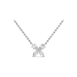 BRILLIANT DIAMENT 10K Yellow Gold Rhodium Plated Pear Cut Lab Grown Diamond IGI Certified Luxury Floral Pendant <b>Necklace</b> 3.5 CTW - Product Image 3