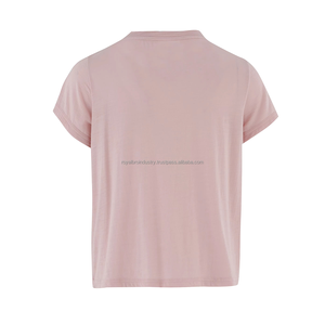 Camiseta transpirable personalizable ecológica informal para mujer, 100% algodón, cuello redondo, manga corta, longitud larga, verano de alta calidad - Product Image 2