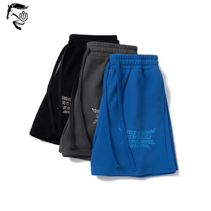 Cintura elástica con logotipo personalizado, pantalones cortos de algodón de peso pesado para hombre, cordón largo, comodidad informal, secado rápido, transpirables - Product Image 3