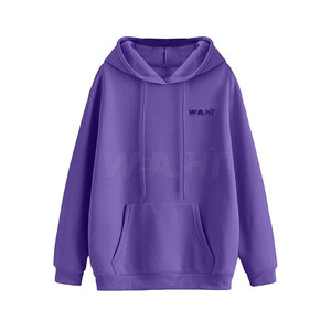 Sudadera con capucha de color morado para hombre con cordón y bolsillo liso teñido - Product Image 1