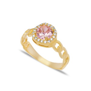 Gourmet diseño redondo rosa de piedra de Zircon anillo turco hecho a mano de la joyería de la plata esterlina 925 al por mayor - Product Image 1