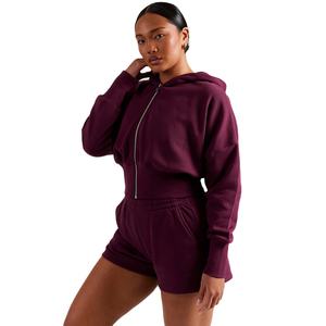 Sudaderas Cortas de Invierno para Mujer al por Mayor, ODM, Color Sólido, Cierre de Cremallera, Manga Larga, Logotipo Frontal Personalizado, Ropa Casual a la Moda - Product Image 6