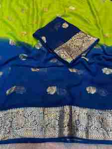 Georgette en viscose d'excellente qualité avec bordure en jacquard Saree Femme Fabricant et fournisseur de mode de Surat - Product Image 2