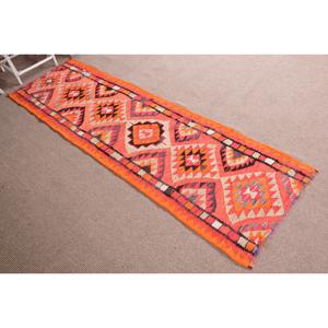 Vintage Turkish <b>Rug</b>, 2.2x9.6 ft <b>Runner</b> <b>Rug</b>, Orange Kilim Southwestern <b>Rug</b> - Product Image 3