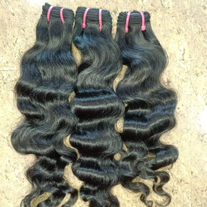 Extensiones de cabello humano virgen puro indio Remy tejido de color natural - Product Image 1