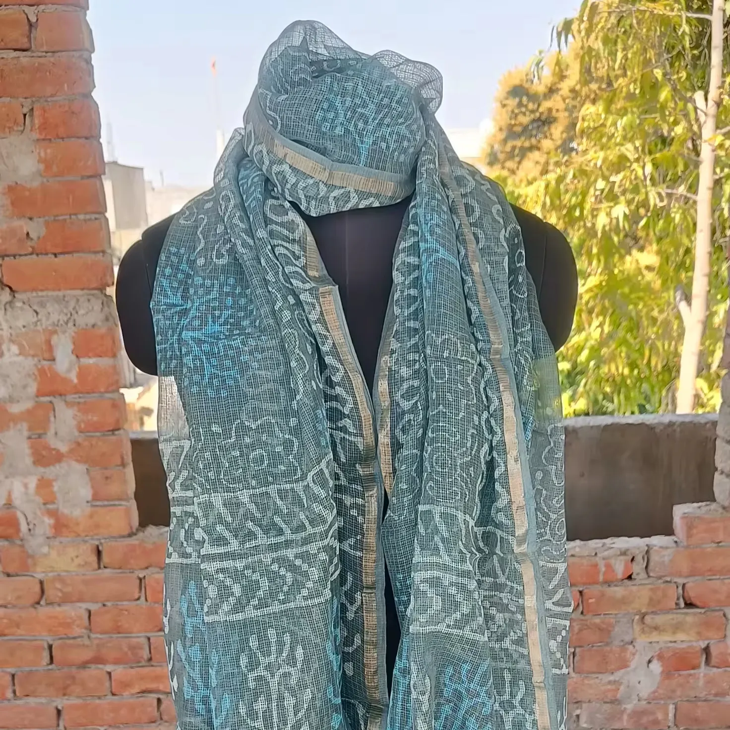 Indian Traditional Kota Doria Fabrics Printed Block Printed Dupatta Indian Women Dupatta Wholesale Affordable Price Dupatta