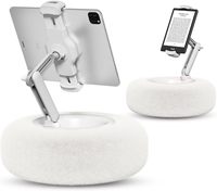 Coussin pour tablette, compatible avec téléphone/tablette de 4.7 à 13 pouces pour lit avec tissu en peluche doux et bol détachable, rose