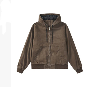 Chaqueta de invierno personalizada 100% algodón pesado pato encerado lona aislada lavado construcción con capucha chaqueta de lona para hombres 2025 - Product Image 1