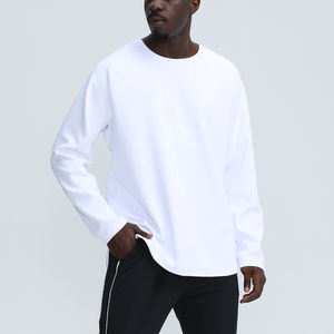 Tops de entrenamiento de gimnasio informales para hombre, diseño OEM personalizado, Camiseta deportiva de invierno, tela de punto de algodón 100% - Product Image 3