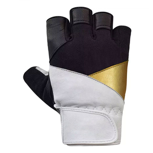 Guantes antideslizantes unisex para levantamiento de pesas de medio dedo, equipo de gimnasio transpirable de cuero genuino para deportes - Product Image 2