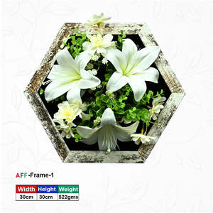 กรอบผนังดอกไม้ประดิษฐ์ไม้รูปหกเหลี่ยมขนาดกลาง (AFF-Frame-1) - Product Image 1