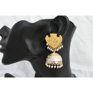 Trending Beautiful fashion handmade golden matte finishing silver <b>hoop</b> stud earing <b>for</b> girls and women - Product Image 1