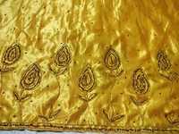 Tissu satiné à broderie perlée, à motifs écossais, uni, métallisé, écologique, Dobby, enduit PU, poids moyen, pour accessoires de mariage