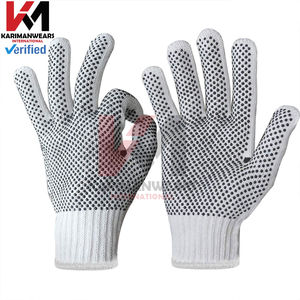 Guantes de Trabajo de Seguridad de Punto de Hilo de Algodón y Poliéster con Puntos de PVC en Ambos Lados, Protección para las Manos, Pintura, Mecánica, Jardinería - Product Image 1