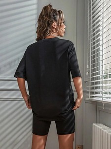 Elegante 100% algodón transpirable conjuntos de mujer personalizado Casual 2 piezas conjunto de mujeres de alta calidad 3D impreso pantalones cortos camisa - Product Image 6