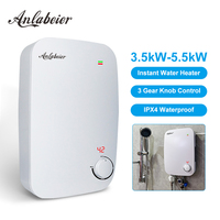 Calentador de Agua Eléctrico OEM Personalizado de 5500W, Fabricante de Calentadores Instantáneos para Ducha con Control de Perilla y Elemento Calefactor de Acero Inoxidable