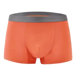New Fashion Orange Custom Striped Logo Comfortable Men's Boxer Briefs Cotton Premium Breathable Men Underwear