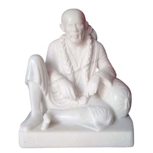 Pure White Makrana Marble Stone Dwarkamai Sai Baba <b>Statue</b> For Worship Marble Dwarkamai Sai Baba Murti Handmade Marble God <b>Statue</b> - Product Image 1