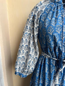 Vestido maxi de manga larga de talla grande para mujer, estampado de algodón, colores mezclados para ropa de verano con decoración de borlas - Product Image 3