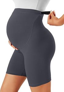 Shorts de maternité unis et simples, de haute qualité, à taille élastique, extensibles, confortables, pour femmes enceintes, style cycliste, portés au-dessus du ventre - Product Image 3