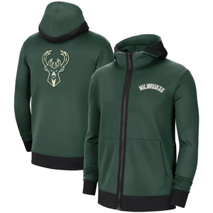 Sudadera con capucha negra con cremallera completa, logotipo de equipo de baloncesto, chaqueta tipo pullover con estampado trasero, corte regular, informal, primavera, anti-UV - Product Image 2