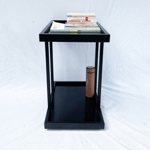Modern Two-Tiered Living Room <b>Table</b> Durable Movable Wooden Top and Iron Frame SST012 <b>Sofa</b> Side <b>Table</b> - Product Image 4