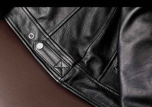 Veste en cuir de vache véritable pour homme, style motard classique avec logo sur le devant, veste en cuir de qualité supérieure pour homme - Product Image 6