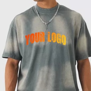 Top qualité en gros personnalisé votre marque Logo 100% coton blanc hommes soleil fané T-shirt décontracté hommes surdimensionné grande taille T-shirt - Product Image 5