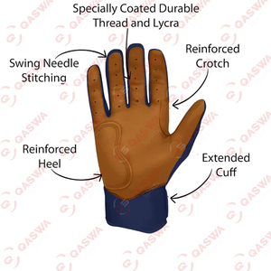 Gants de frappeur de baseball en cuir de vachette 100% originaux à prix compétitif Top vente votre propre logo gants de frappeur de baseball - Product Image 5